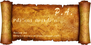 Pócsi Arikán névjegykártya
